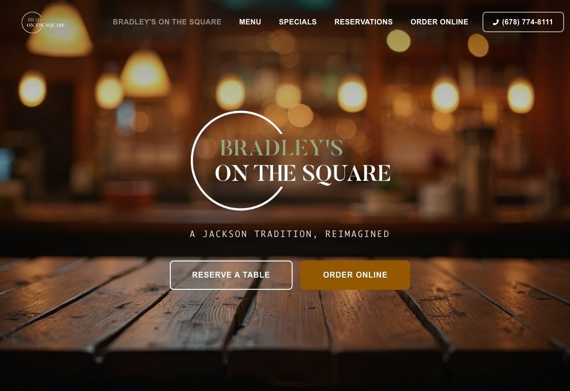 Professional website design example — Bradley's on the Square